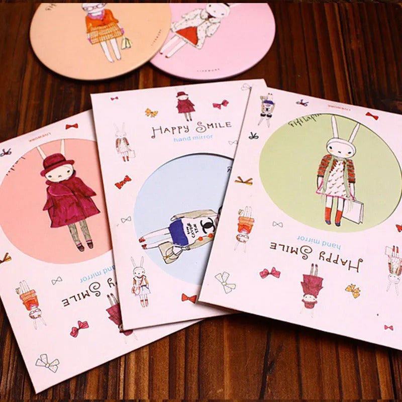 CX190 Cartoon Anti-fall Portable Small Mirror Cute Girls Makeup Mirror Pocket Mirror for Beauty Tools