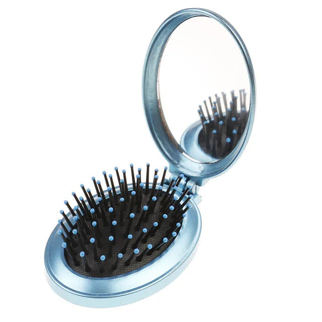 CX182 Massage Folding Mirror with Comb Portable Pocket Small Travel Girl Styling Tools Mini Pocket Mirror Hair Brush with