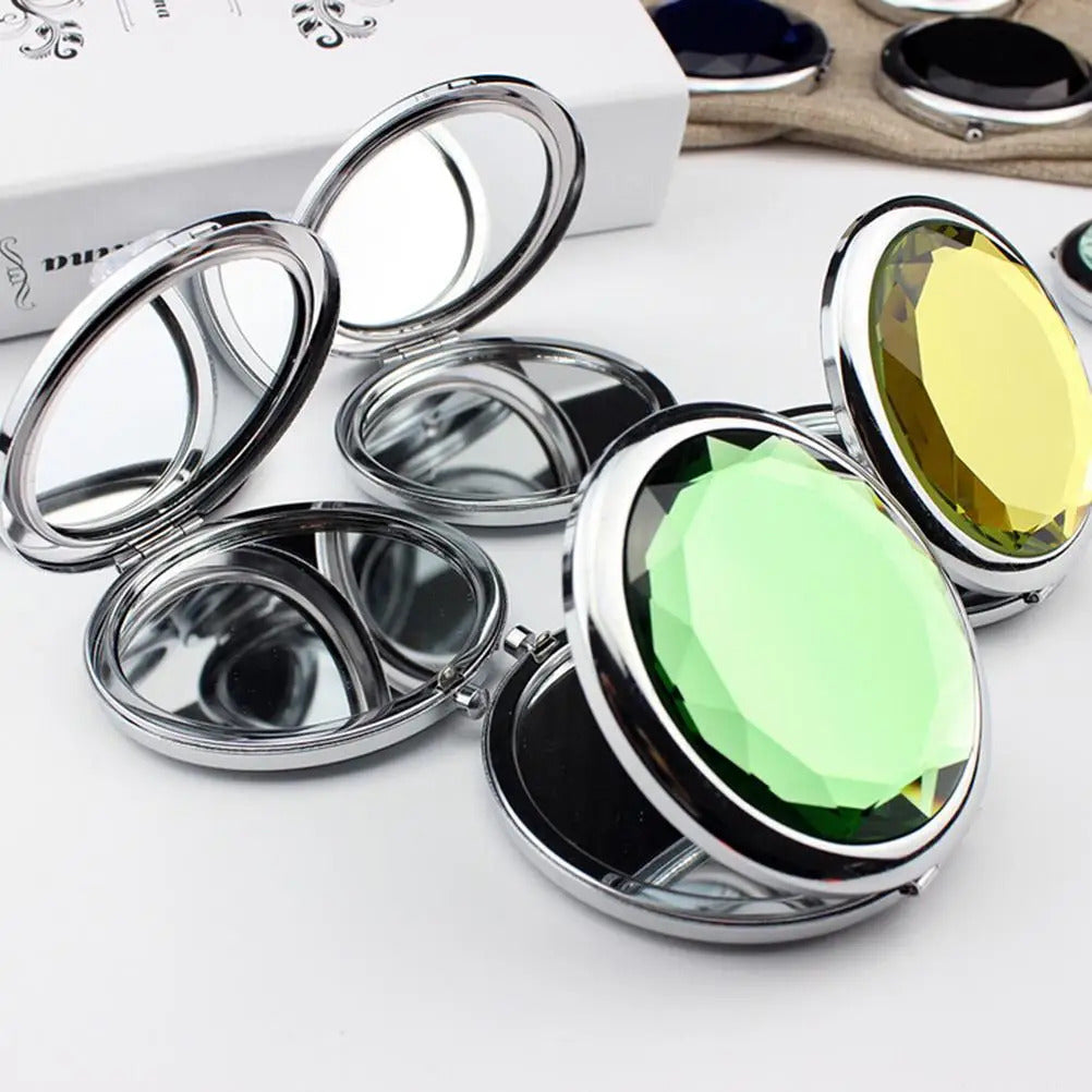TSHOU757 Women Cute Pearl Makeup Mirror Lovely Little Sheep Pocket Crystal Portable Double Dual Sides Compact Mirrors