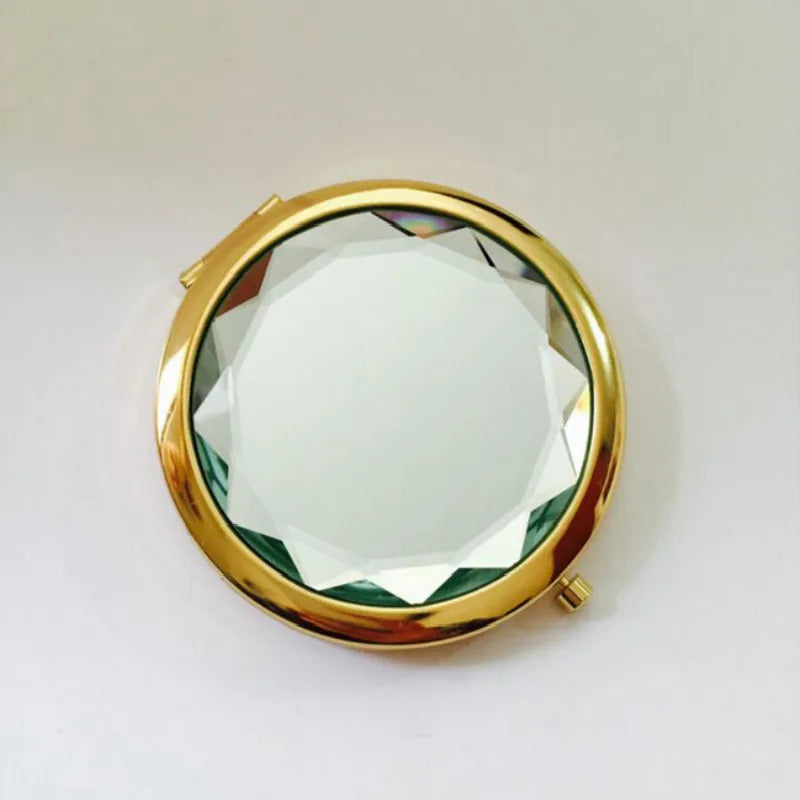CX442 Luxury Crystal Makeup Mirror Portable Round Folded Compact Mirrors Gold Silver Pocket Mirror Making Up for Personalized