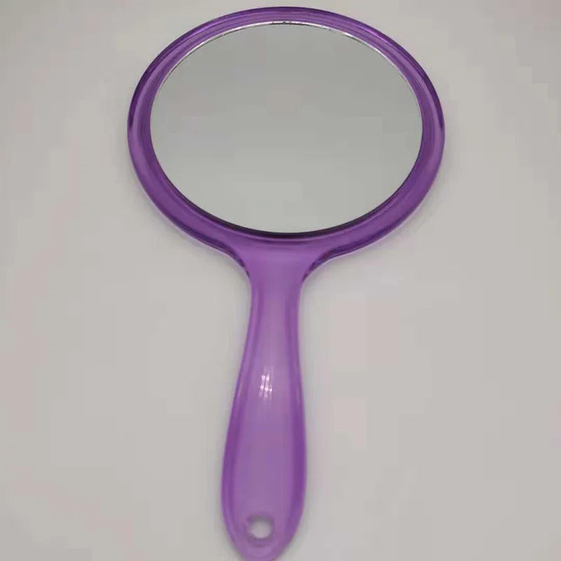 DSHOU108 Hand Mirror Double-sided Handheld Mirror 1x/3x Magnifying Mirror With Handle Transparent Hand Mirror Rounded Shape Make