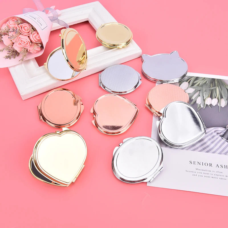 TSHOU1030 Compact Makeup Mirror Cosmetic Magnifying Round Pocket Make Up Mirror for Purse Travel Bag Home Office Mirror