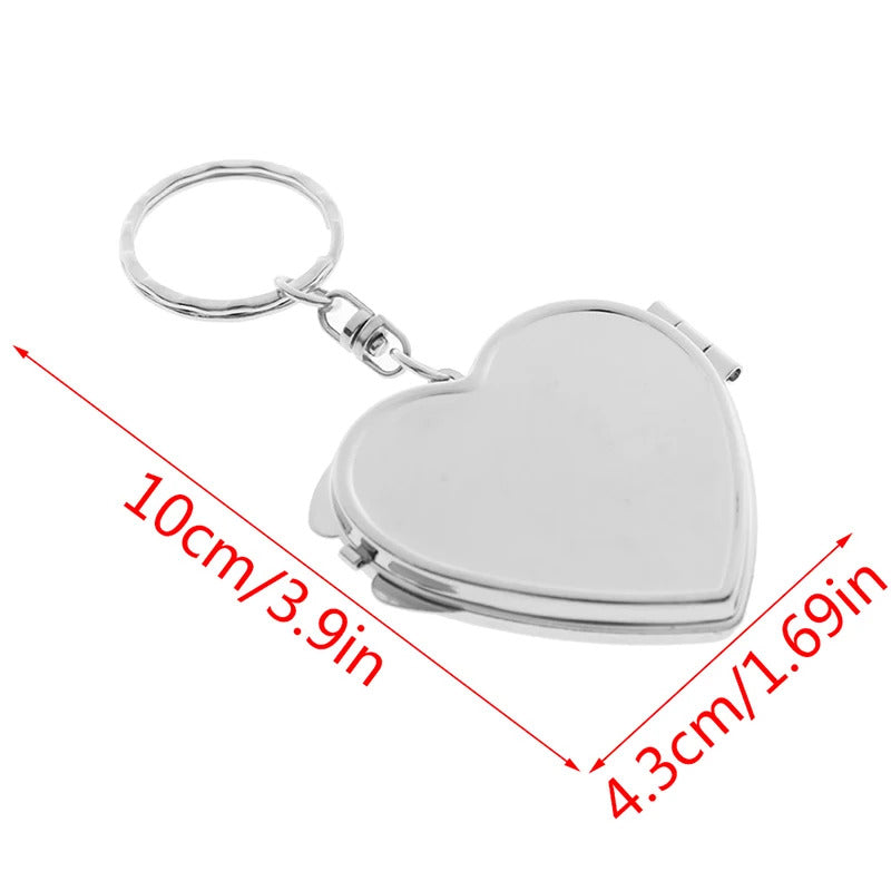 TSHOU907 Portable Two-side Folding Make Up Mirror Mini Makeup Compact Key Chain Pocket  Mirror Women  Cosmetic Mirrors Key Ring
