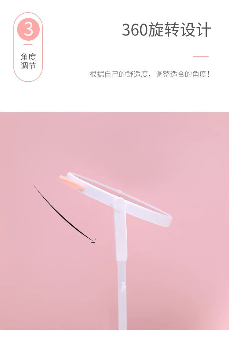 CX226  Makeup Mirror Table Desktop Countertop Base Use for Bathroom Travel Ordinary Pink Cat Ear Mirror