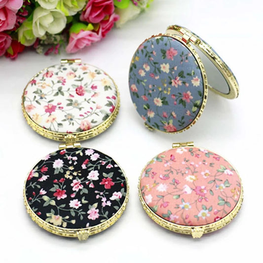 TSHOU968 Mini Makeup Compact Pocket Floral Mirror Portable Two-side Folding Make Up Mirror Women Vintage Cosmetic Mirrors For
