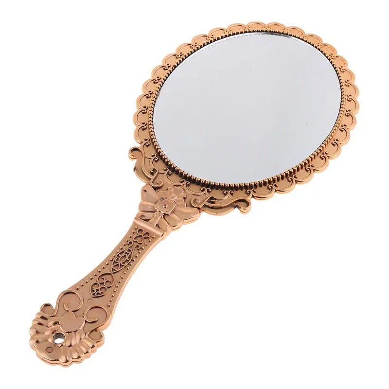 TSHOU612 Womens Princess Vintage Handheld Mirror Metallic Plastic Shell Classical Oral Vanity Makeup Cosmetic Tool with Handle