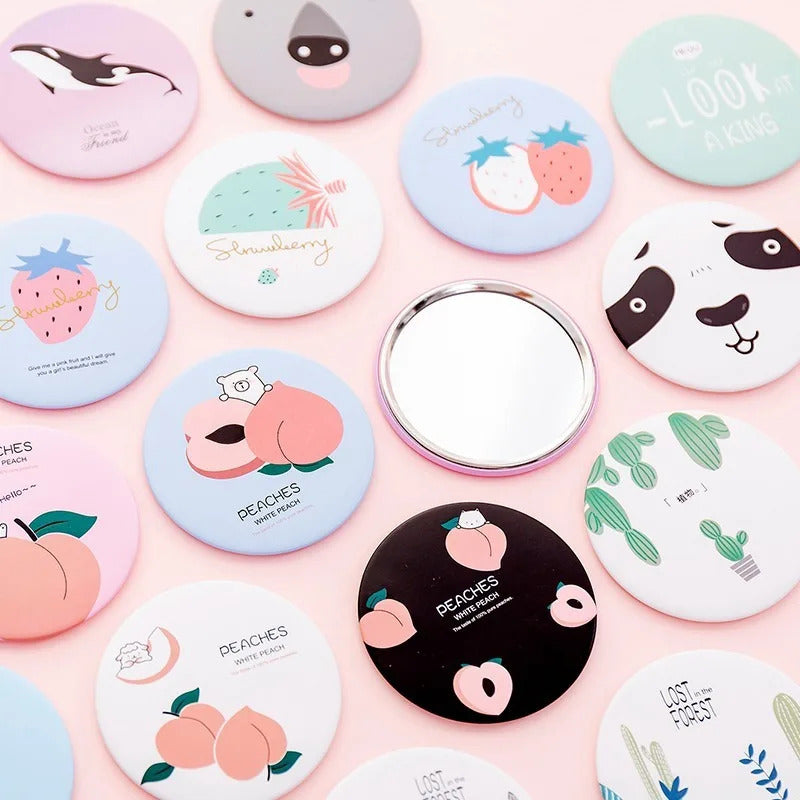 GU465  Mirror Portable Hand Mini Make Up Mirror Travel Round Pocket Cosmetic Mirror Portable Beauty Makeup Tools Accessories