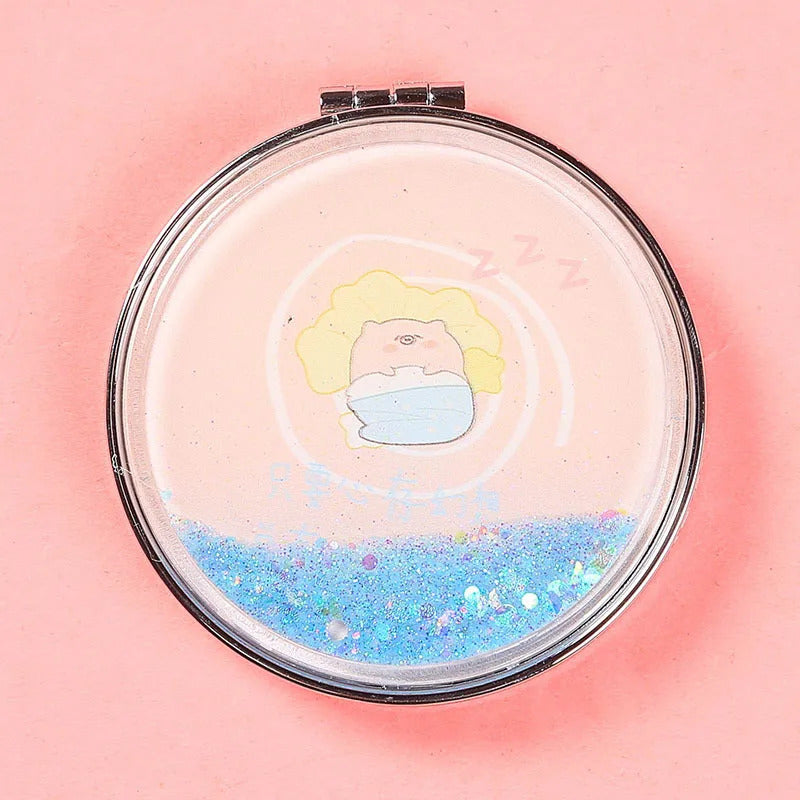 L616  Quicksand Makeup Mirror Cute Pocket Mirror Makeup Vanity Portable Foldable Vanity Mirror Hand Mirror Compact Mirrors