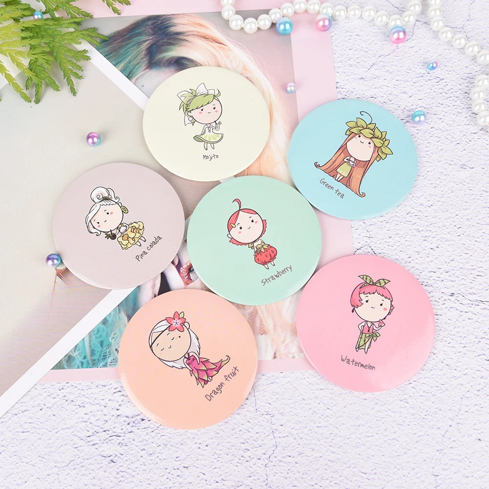 GU493 Cute Girl Mini Pocket Makeup Mirror Cosmetic Compact Mirrors Espelho De Maquiagem Espejos De Bolsillo Friut Design Round