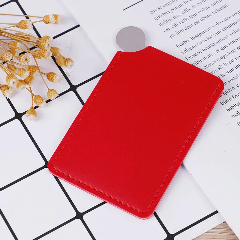 l457 Portable Travel Fashion Stainless Steel Cosmetic Mirror Shatter-proof Makeup Mirror With Carry Sleeve Birthday Gift