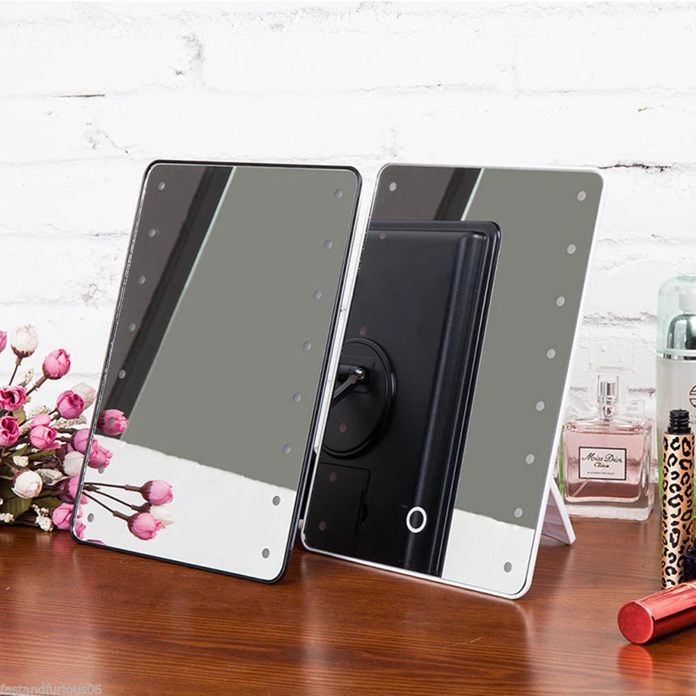CASHOU94 Makeup Mirror With Leds Cosmetic Mirror With Touch Dimmer Switch Battery Operated Stand For Tabletop Bathroom Travelpc