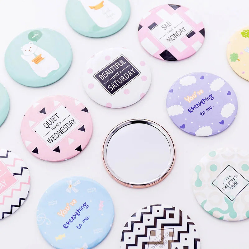 L488  Lady Portable Makeup Mirror Cute Pattern Portable Compact Pocket Cosmetic Mirrors
