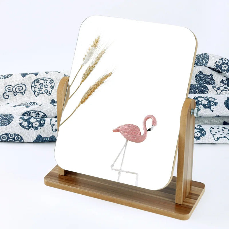 CX93 Makeup Mirror Wood Bathroom Accessories European Standable Desktop Decoration Mirror High Clear Standing Cosmetic Dress