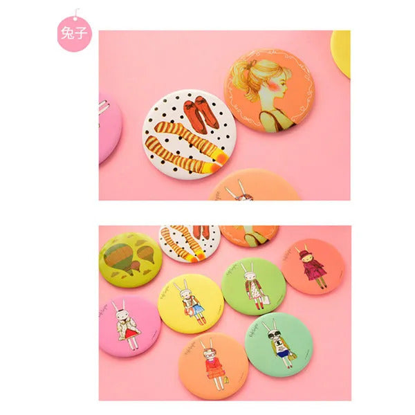TSHOU941  Portable Makeup Mirror Fashion Lady Cartoon Pattern Portable Compact Pocket Cosmetic Mirror Mini Cute Small Creative