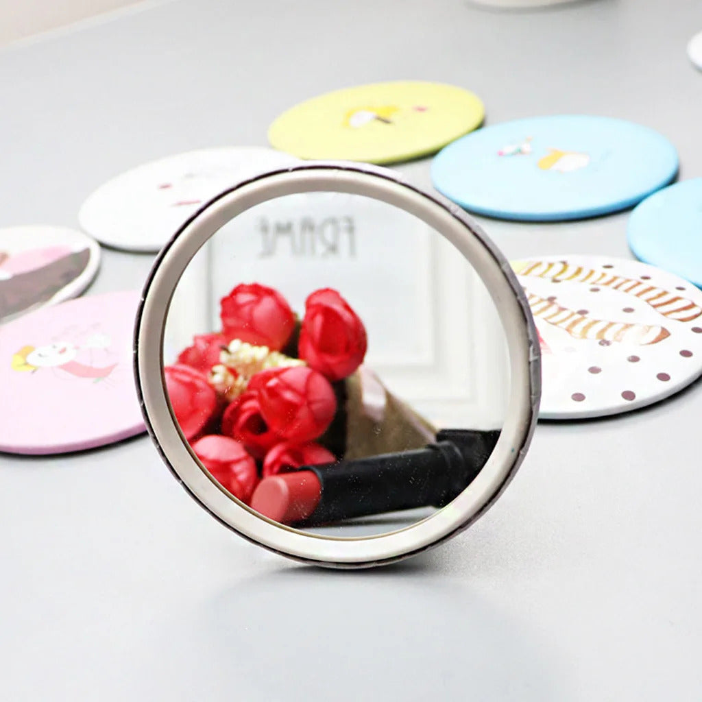 CX377 Cute Cartoon Mini Portable Circular Hand Mirror Pocket Portable Makeup Tool