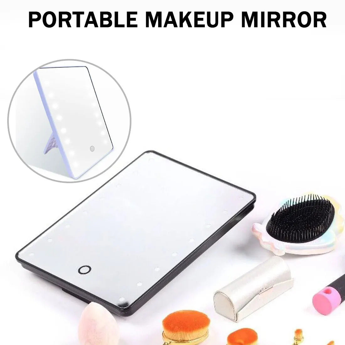 FEN155  Makeup Mirror with 8/16 LEDs Cosmetic Touch Screen Switch Vanity Backlit Makeup Mirror Table with Led Tabletop Bathroom