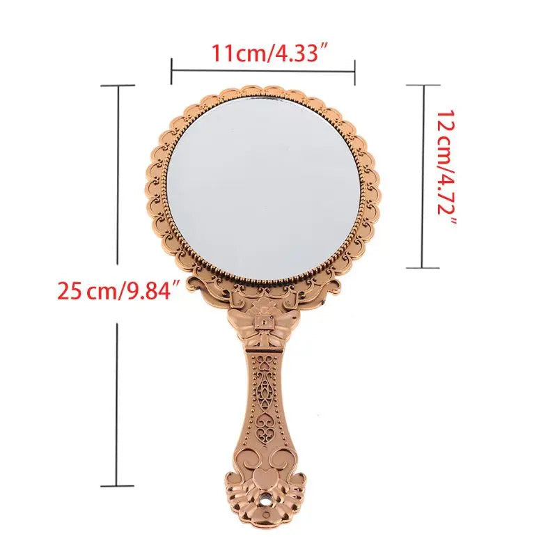 TSHOU612 Womens Princess Vintage Handheld Mirror Metallic Plastic Shell Classical Oral Vanity Makeup Cosmetic Tool with Handle