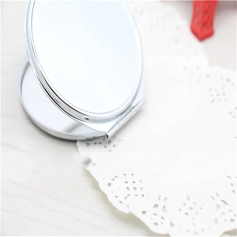 DA40 Portable Stainless Steel Makeup Mirror Hand Pocket Folded-Side Cosmetic Make Up Double Mirror