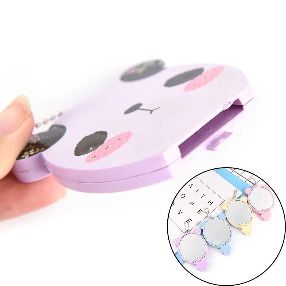 tshou596  Cute Mini Pocket Makeup Mirror Cartoon Animal Big Face Small Mirror Portable Makeup Mirror Comb for women