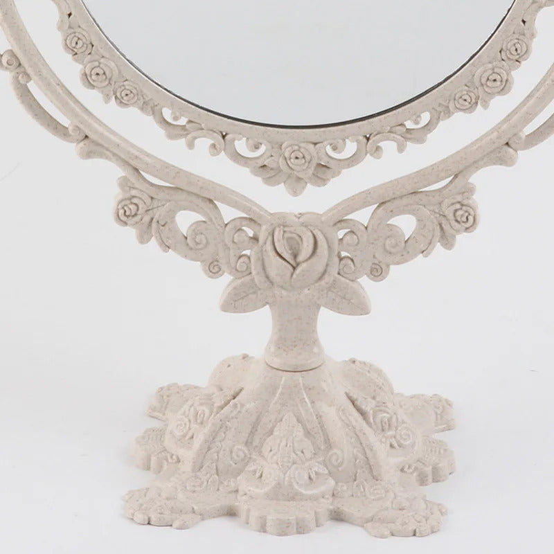 CASHOU17 Desktop Makeup Mirror EU Style Rose Decor Beauty Tool Round Oval Heart Shape Makeup Mirror Rotatable Gothic Mirror