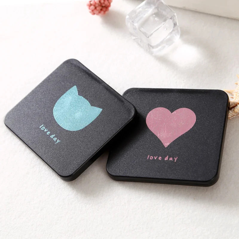 DSHOU256  Mini Square Makeup Mirror Portable Hand Mirror Double-sided Makeup Vanity Mirror Foldable Compact Mirror Pocket Cosmet