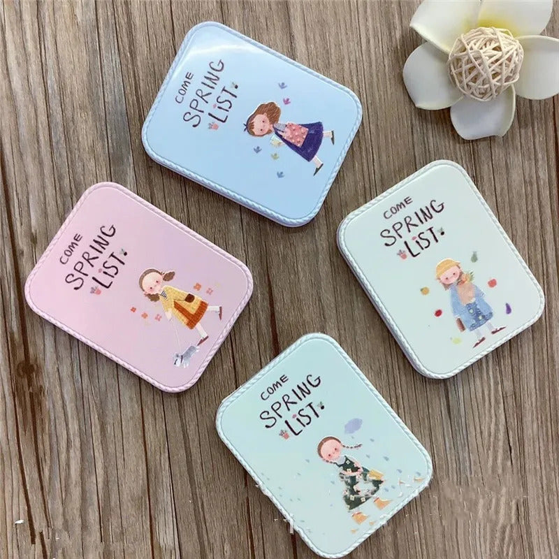 CSHOU360  Anti-fall Cartoon Portable Small Mirror Cute Girls Makeup Mirror Pocket Mirror for Beauty Tools