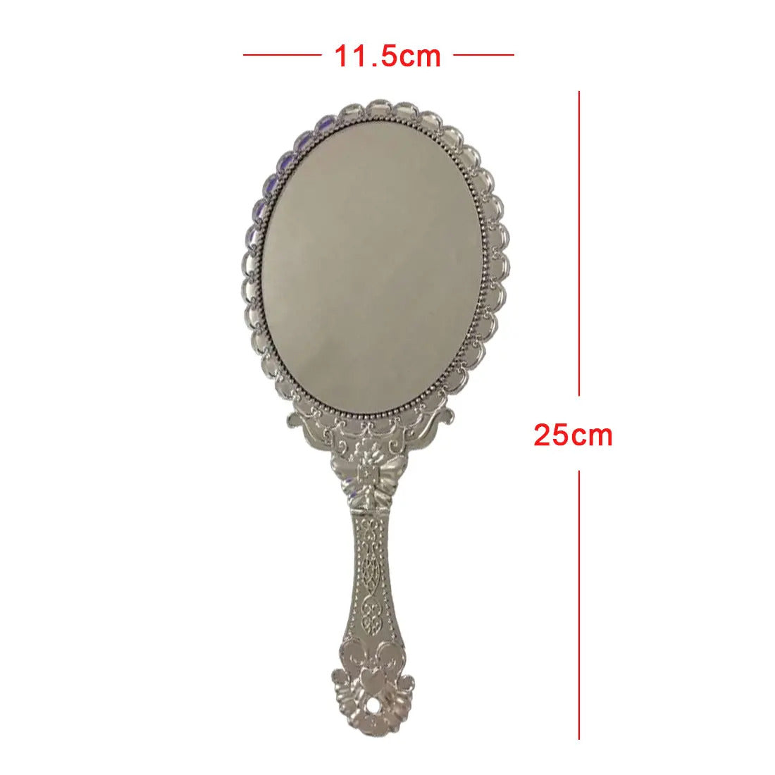 cshou389  hot European Style Vintage Handheld Roses Mirror Princess Women Girls Oval Vanity Makeup Cosmetic Tool with Anti-Slip