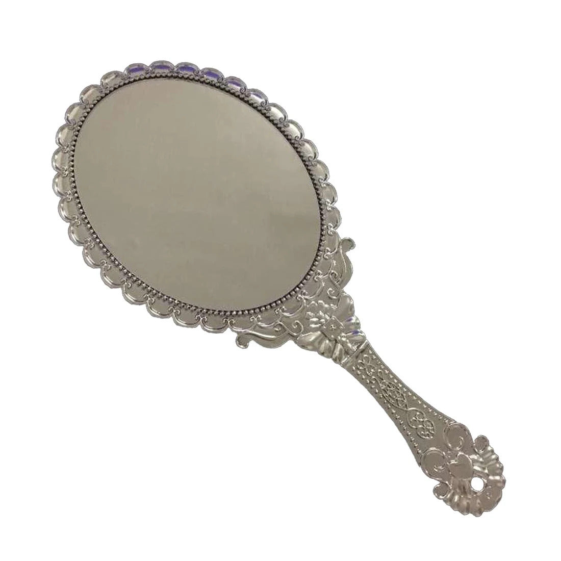 cshou389  hot European Style Vintage Handheld Roses Mirror Princess Women Girls Oval Vanity Makeup Cosmetic Tool with Anti-Slip