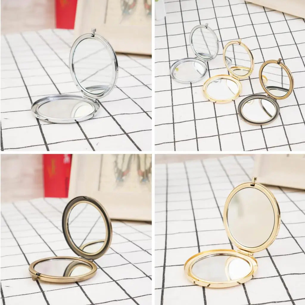 L350 Mini Makeup Mirrors 57.1mm Blank Round Metal Compact Mirror Portable Cosmetic Pocket Mirror For Girl's Women Beauty