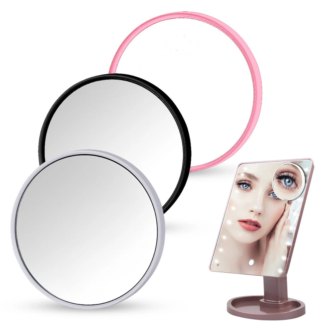 L114 Small  Makeup Mirror Touch Screen 10 Times Suction Cup Magnifying Glass Small Round Mirror Portable Mini Makeup Mirror