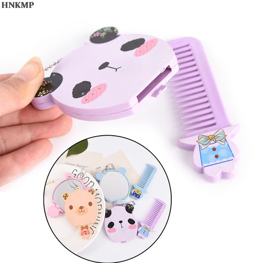 CX211 Makeup Mirror with Comb Mini Pocket Mirror + comb Cartoon Animal Big Face Small