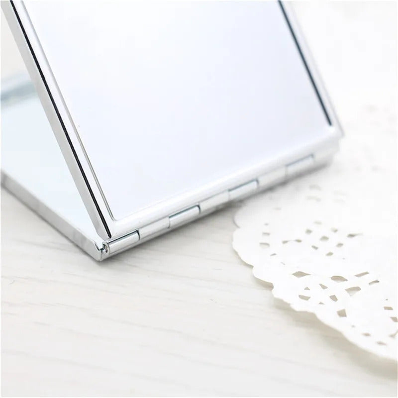 TSHOU886 Portable Stainless Steel Makeup Mirror Hand Pocket Folded-Side Cosmetic Make Up Double Mirror Small Various Shapes