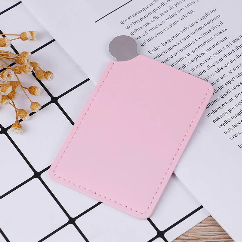 TSHOU1029 Portable Travel Fashion Stainless Steel Cosmetic Mirror Shatter-proof Makeup Mirror With Carry Sleeve Birthday Gift