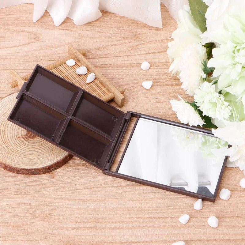 L195 Cute Chocolate Cookie Shaped Square Pocket Mirror Mini Foldable Makeup Mirror U2JD