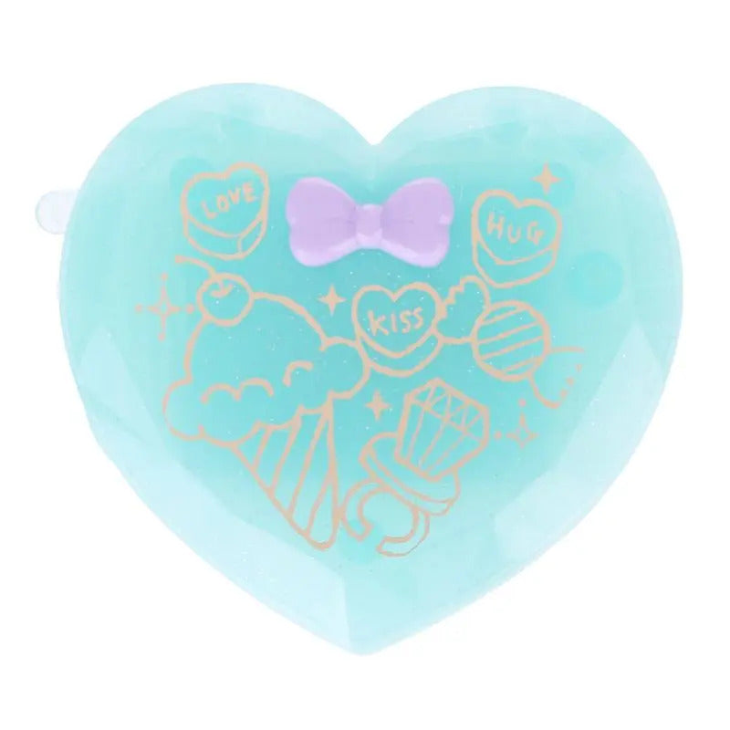 CX363  Folding Hair Brush With Mirror Compact Pocket Size Travel Comb Heart Shaped Gift