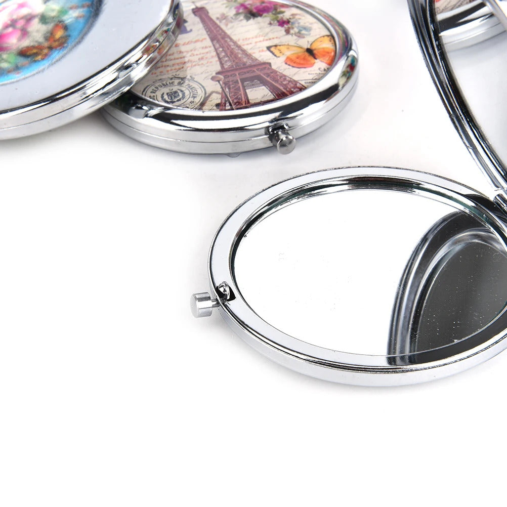 CX228  portable Metal Mini double sides Makeup Mirror Pocket Mirror Compact Folded Portable Small Round Hand Mirror For Makeup