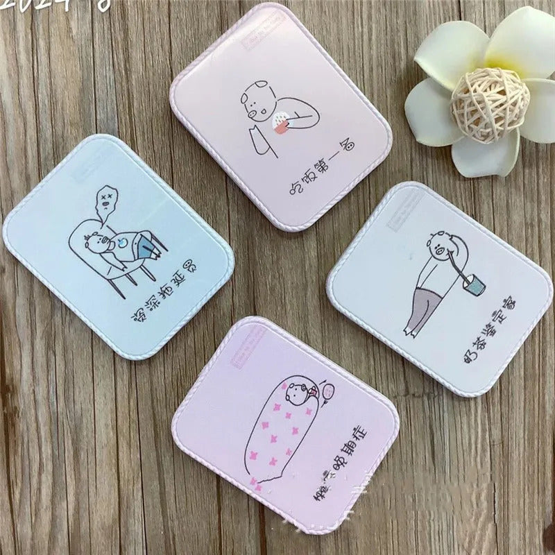 L490  Anti-fall Cartoon Portable Small Mirror Cute Girls Makeup Mirror Pocket Mirror for Beauty Tools