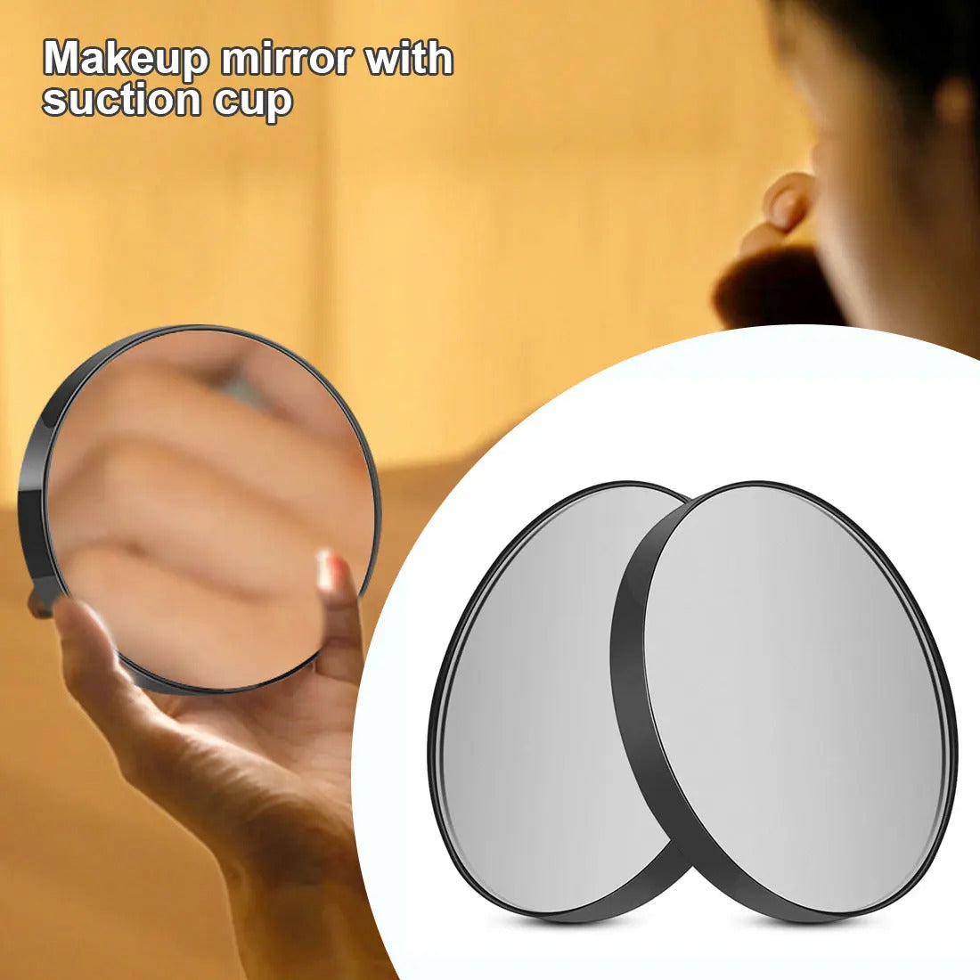 cx161 Portable Vanity Mini Pocket Round Makeup Magnifying Mirror With Two Suction Cups Compact Cosmetic Mirror Tool 5X 10X