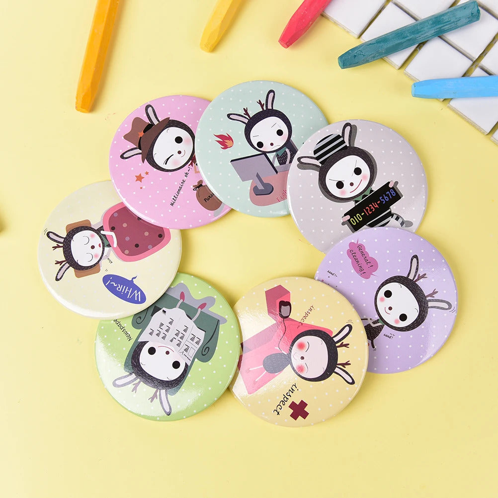 CX383  Dia 7cm Cute Annimal Mini Small Pocket Makeup Mirror Cosmetic Compact Metal Mirrors Color Random Make Up Mirrors