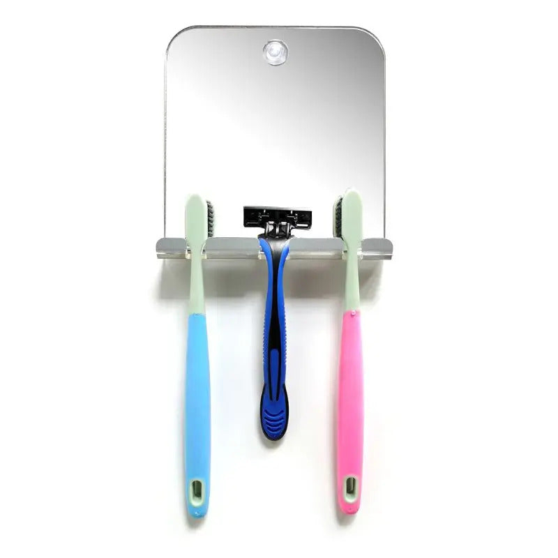 TSHOU898  Portable Bathroom Shower Fog Free Travel Mirror Washroom Shaving Suction Cup U2JD