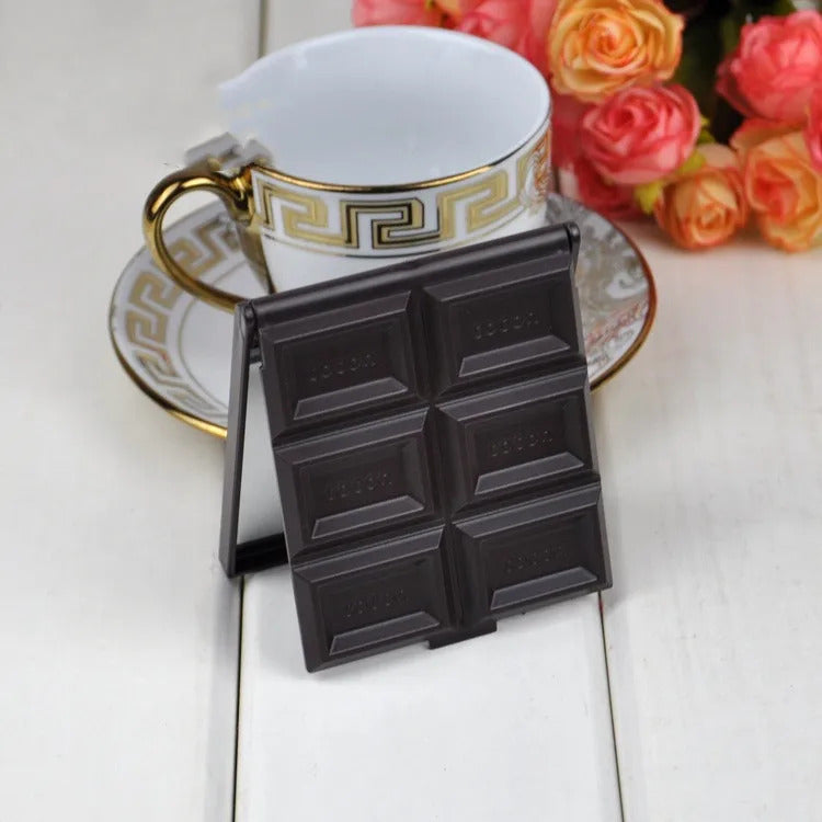CASHOU78  Pcs Foldable Lovely Mini Makeup Mirror Chocolate Cookie Shaped Square Pocket Mirror Glass for Women Girl